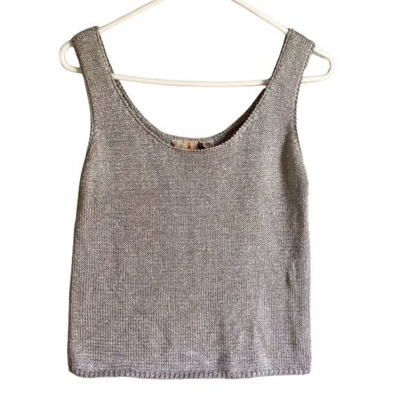 Liz Claiborne Sleeveless Silver Sparkly Top Womens Medium - Picture 7 of 10